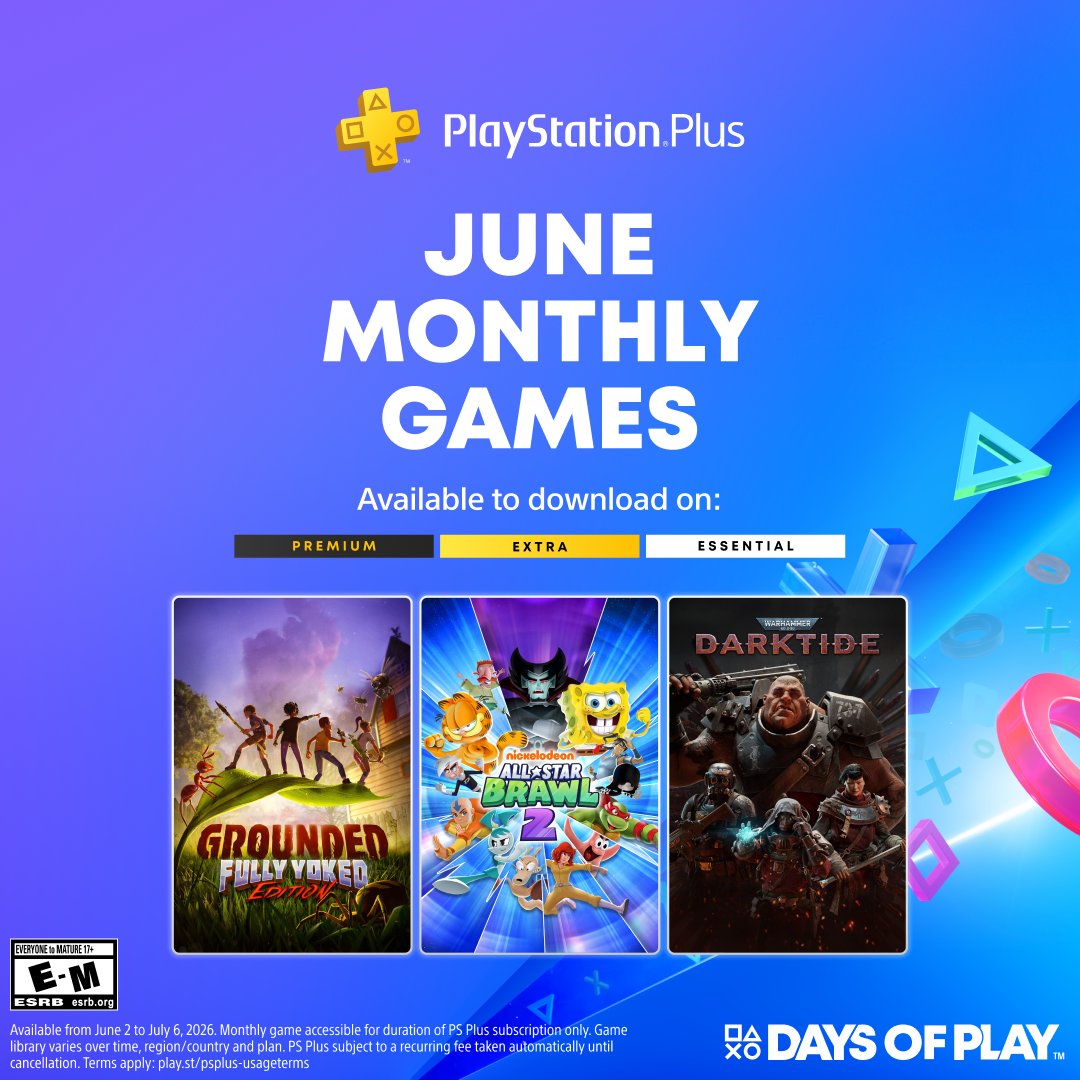 PlayStation Plus pisa fuerte en junio con Grounded, Darktide y peleas muy locas en Nickelodeon